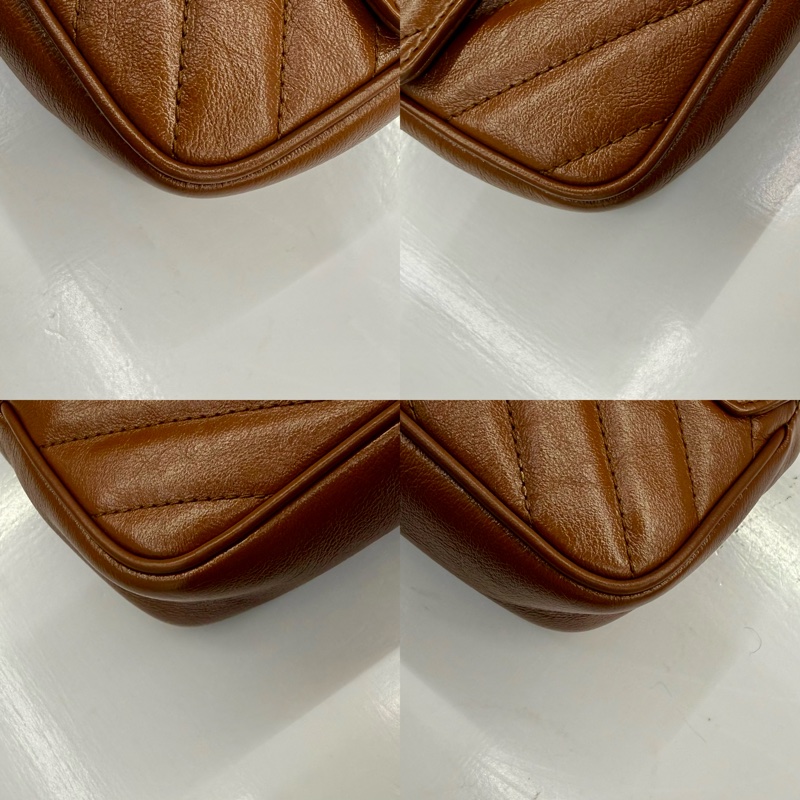 古馳 GUCCI 棕色 MARMONT 迷你皮革斜/肩背包 476433-4