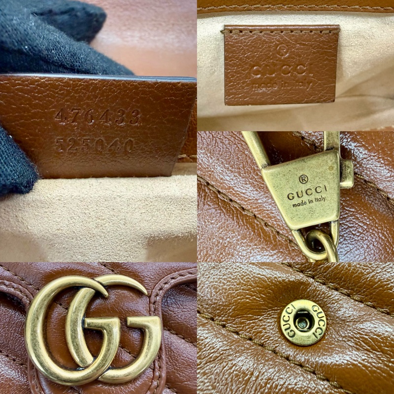 古馳 GUCCI 棕色 MARMONT 迷你皮革斜/肩背包 476433-7