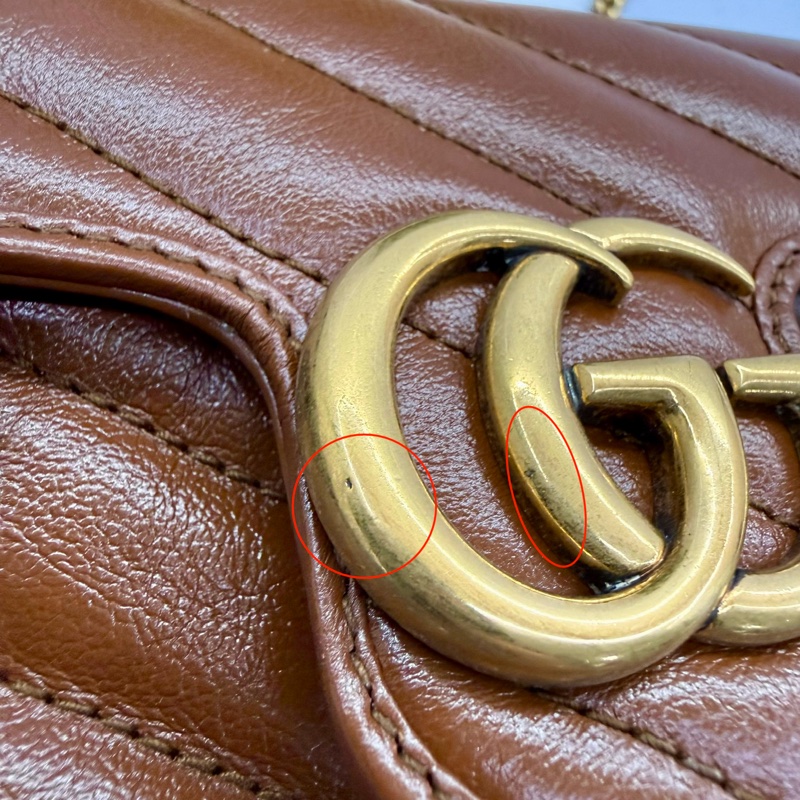 古馳 GUCCI 棕色 MARMONT 迷你皮革斜/肩背包 476433-8