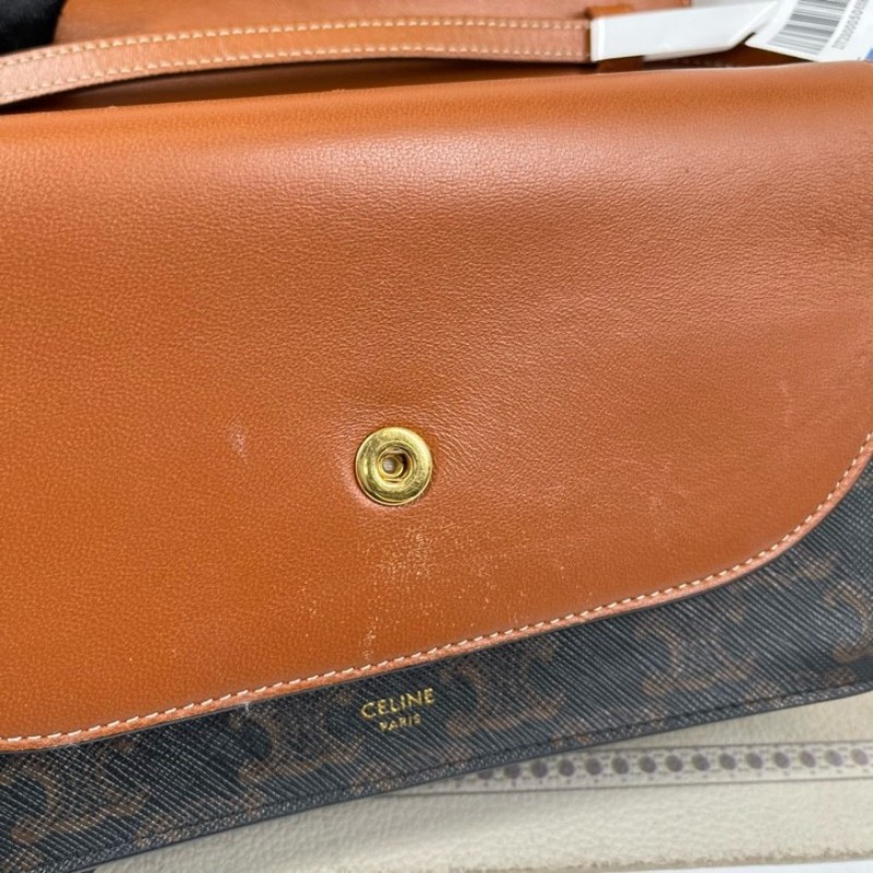 Celine賽琳 雙蓋woc信封單肩斜挎包 包型立挺 經典老花設計 適合日常通勤使用-12