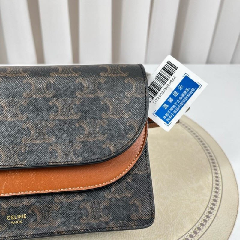 Celine賽琳 雙蓋woc信封單肩斜挎包 包型立挺 經典老花設計 適合日常通勤使用-19