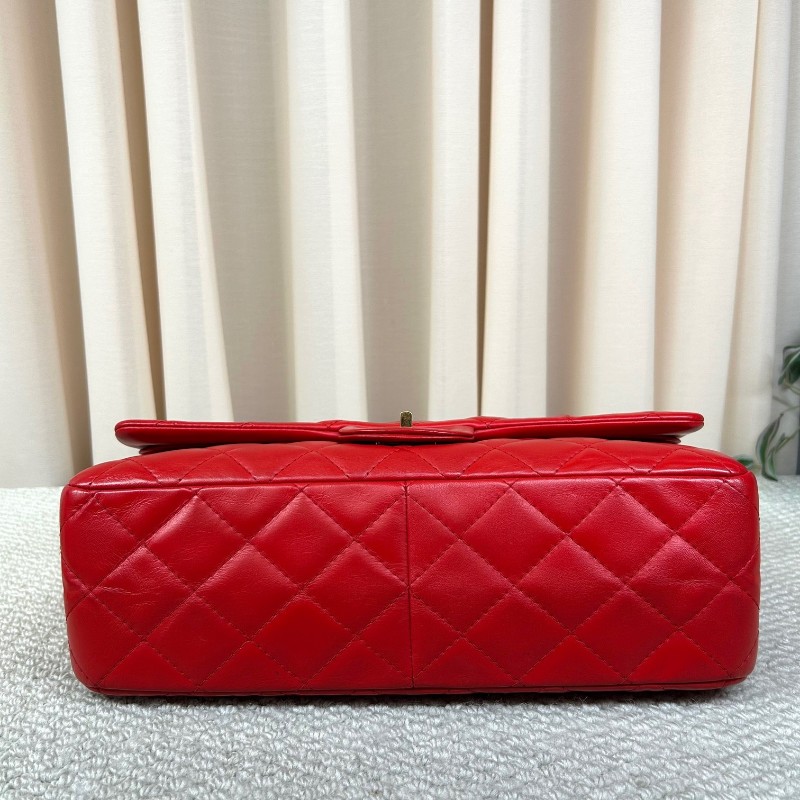 香奈兒Chanel 2.55 紅色 菱格紋羊皮 雙蓋 金色鏈條包 可單肩可斜挎 容量大 實用性強 日常通勤百搭-4