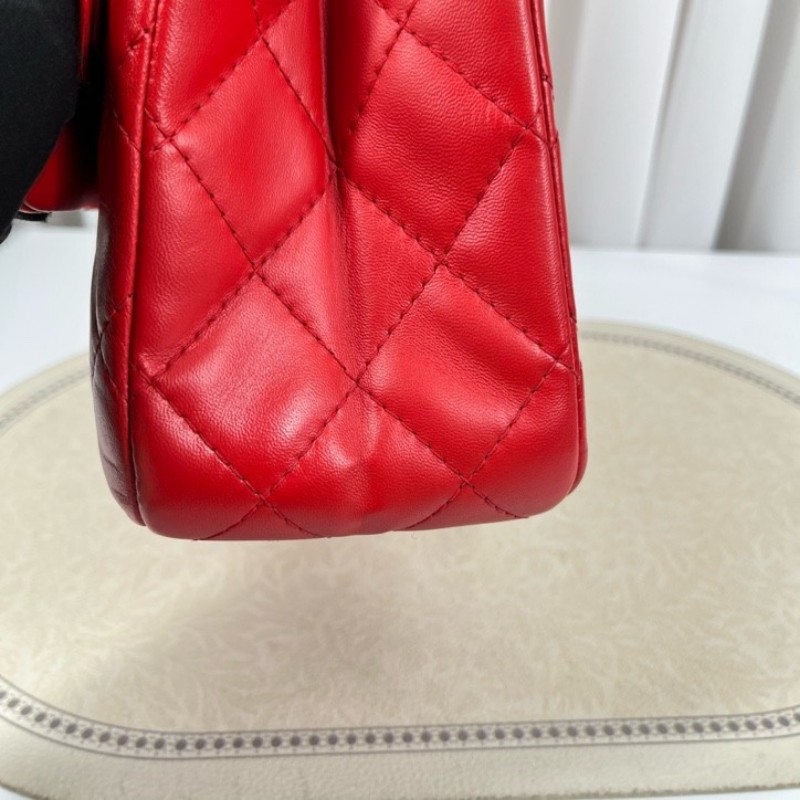 香奈兒Chanel 2.55 紅色 菱格紋羊皮 雙蓋 金色鏈條包 可單肩可斜挎 容量大 實用性強 日常通勤百搭-10