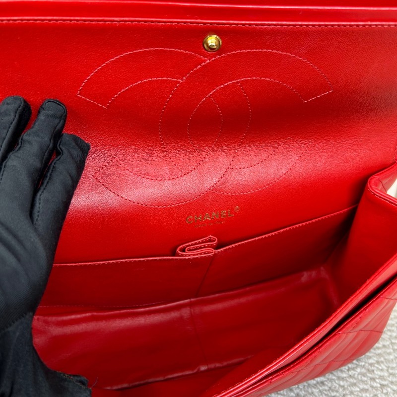 香奈兒Chanel 2.55 紅色 菱格紋羊皮 雙蓋 金色鏈條包 可單肩可斜挎 容量大 實用性強 日常通勤百搭-13