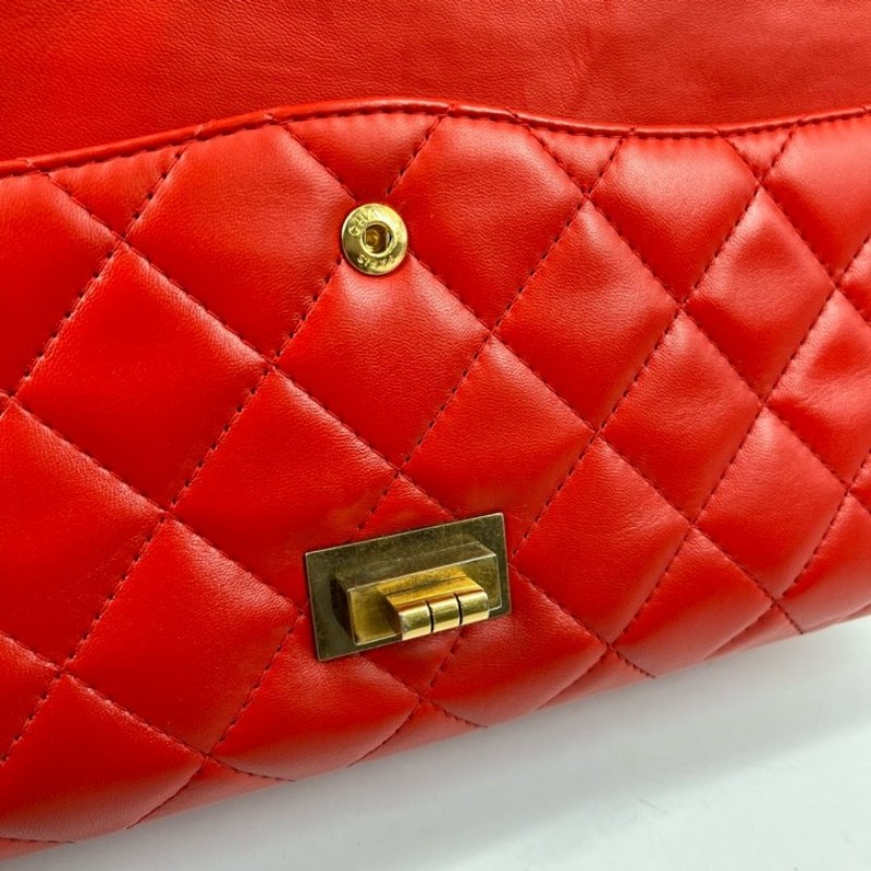 香奈兒Chanel 2.55 紅色 菱格紋羊皮 雙蓋 金色鏈條包 可單肩可斜挎 容量大 實用性強 日常通勤百搭-22