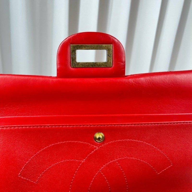 香奈兒Chanel 2.55 紅色 菱格紋羊皮 雙蓋 金色鏈條包 可單肩可斜挎 容量大 實用性強 日常通勤百搭-23