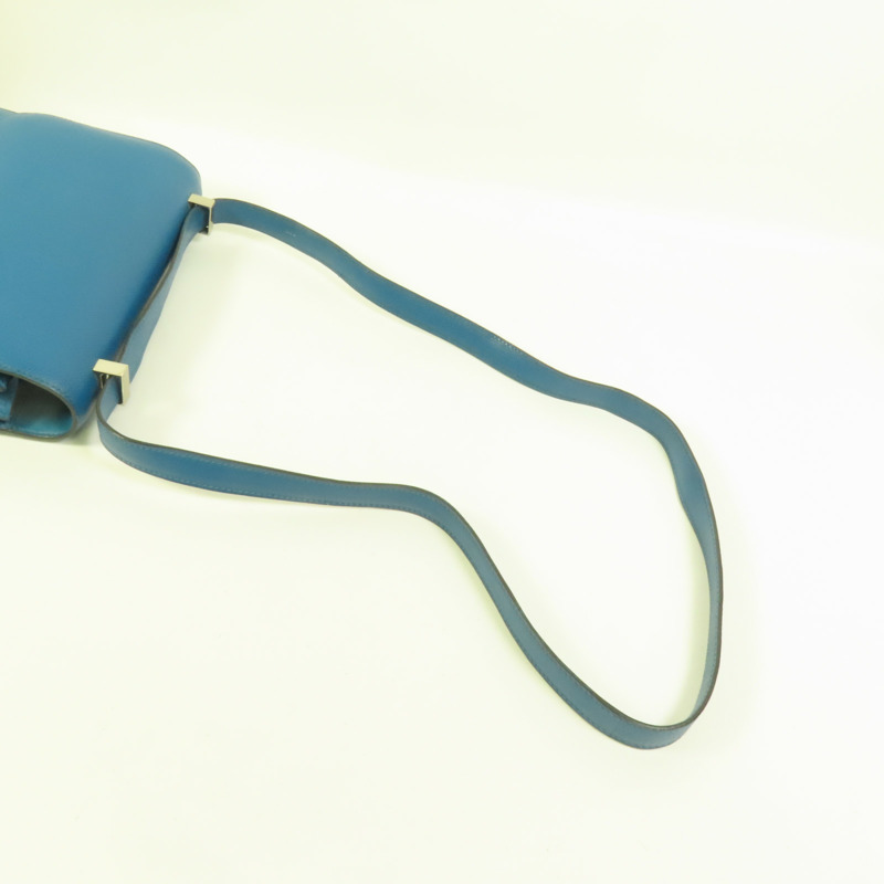 HERMES Epsom皮革Constance 24銀扣肩背袋Bleu Izmir-5