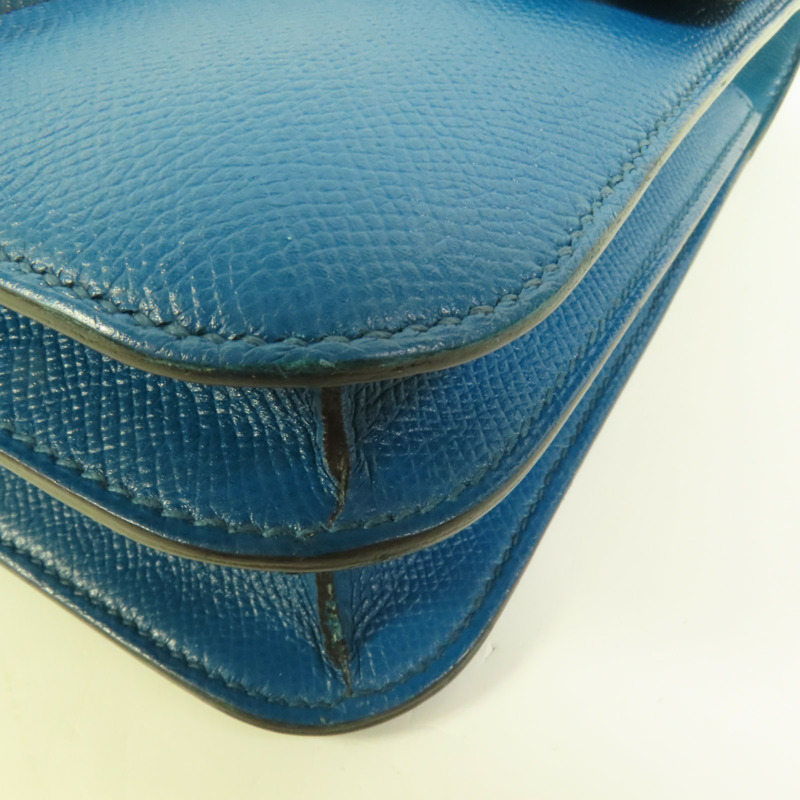 HERMES Epsom皮革Constance 24銀扣肩背袋Bleu Izmir-10