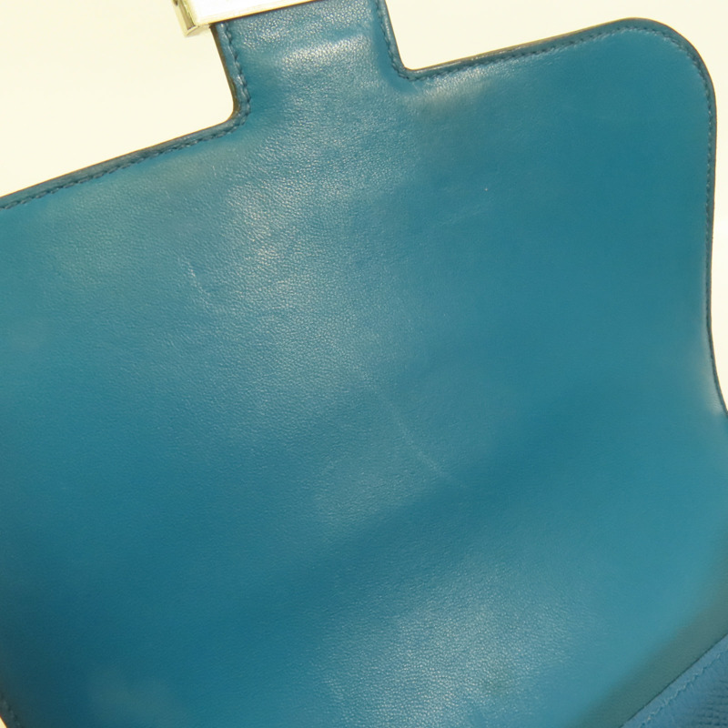 HERMES Epsom皮革Constance 24銀扣肩背袋Bleu Izmir-15