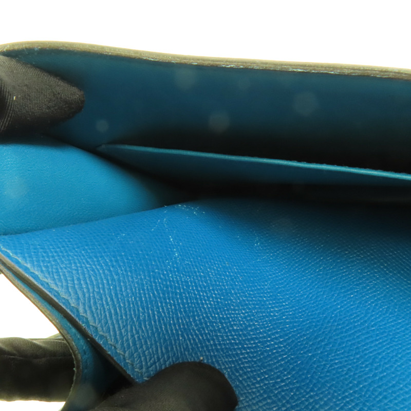 HERMES Epsom皮革Constance 24銀扣肩背袋Bleu Izmir-16