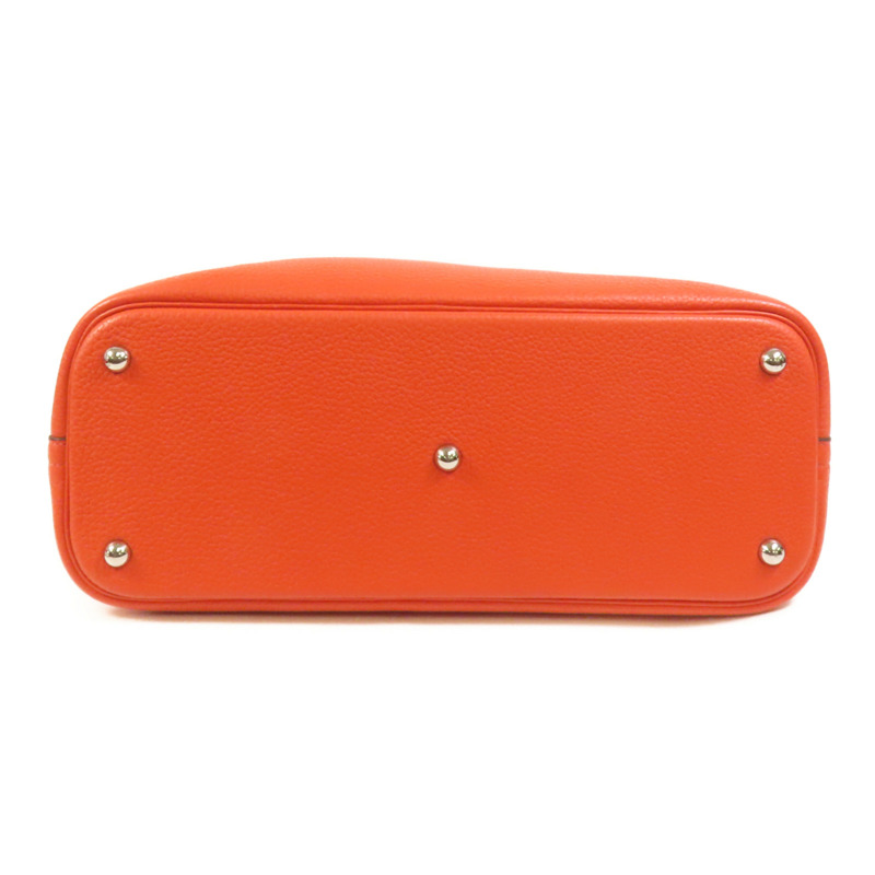 HERMES Clemence皮革Bolide 35銀扣手挽肩背兩用袋Orange Poppy-3