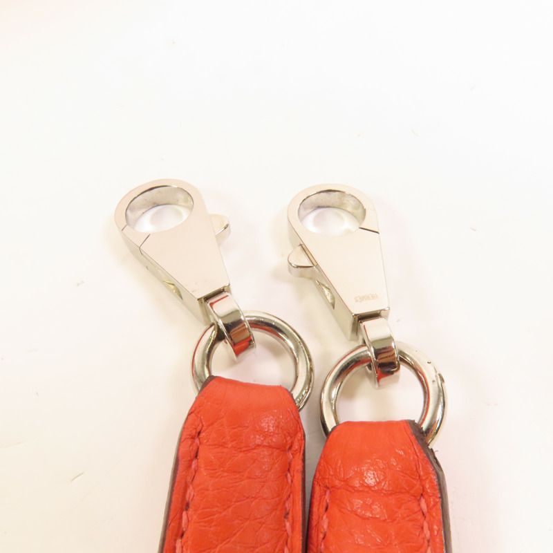 HERMES Clemence皮革Bolide 35銀扣手挽肩背兩用袋Orange Poppy-6