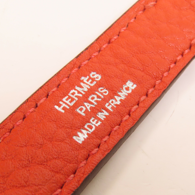 HERMES Clemence皮革Bolide 35銀扣手挽肩背兩用袋Orange Poppy-9