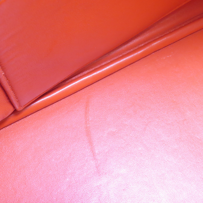HERMES Clemence皮革Bolide 35銀扣手挽肩背兩用袋Orange Poppy-17