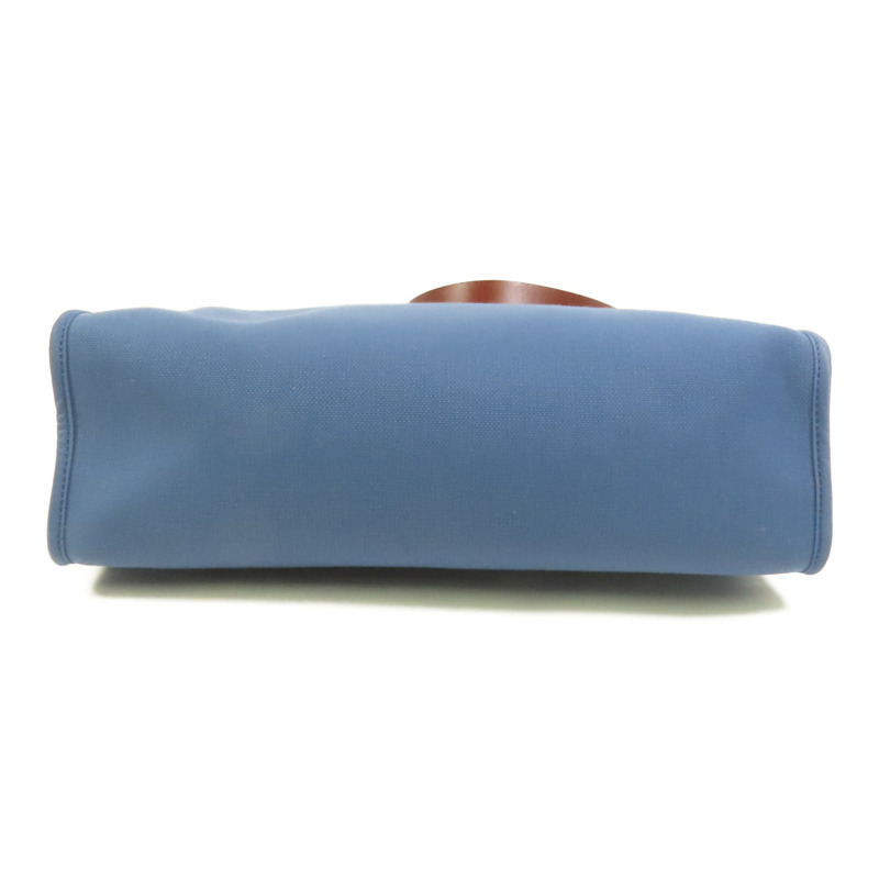 HERMES 帆布Herbag PM銀扣手挽肩背兩用袋Blue Tempete-3