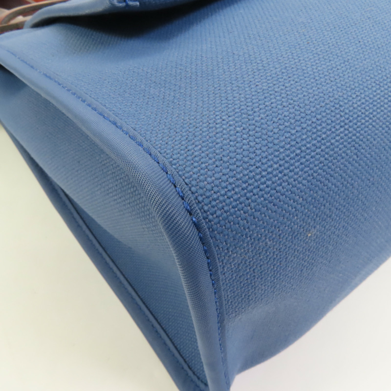 HERMES 帆布Herbag PM銀扣手挽肩背兩用袋Blue Tempete-15