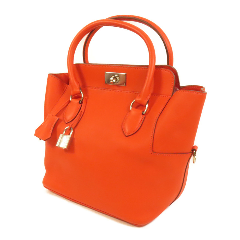 HERMES Swift皮革Toolbox 20銀扣手挽肩背兩用袋Rouge Tomate-2