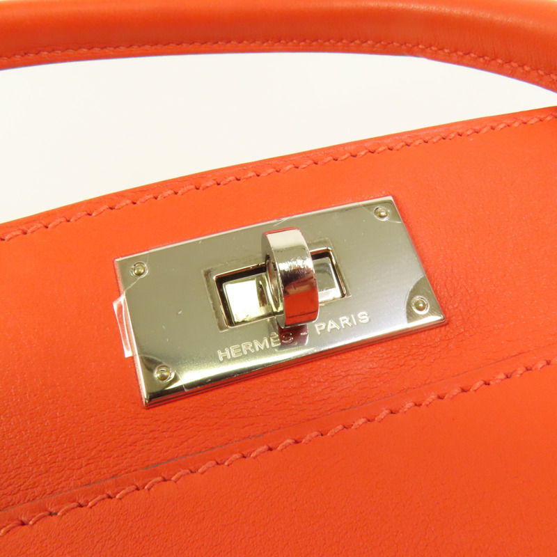 HERMES Swift皮革Toolbox 20銀扣手挽肩背兩用袋Rouge Tomate-8