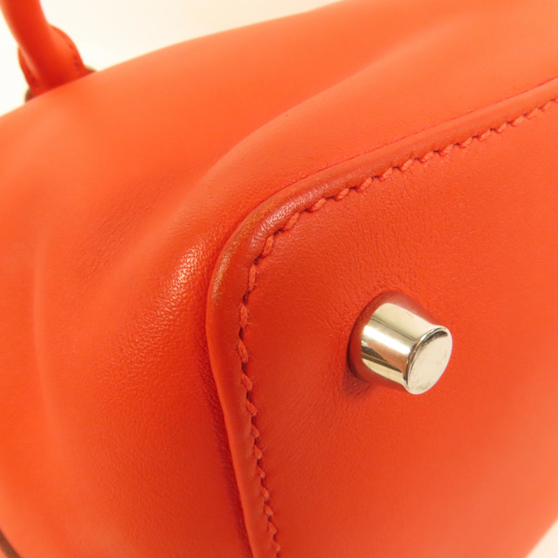 HERMES Swift皮革Toolbox 20銀扣手挽肩背兩用袋Rouge Tomate-13