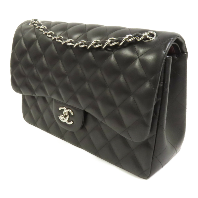 CHANEL 羊皮皮革Large Classic銀扣鏈帶肩背袋-2