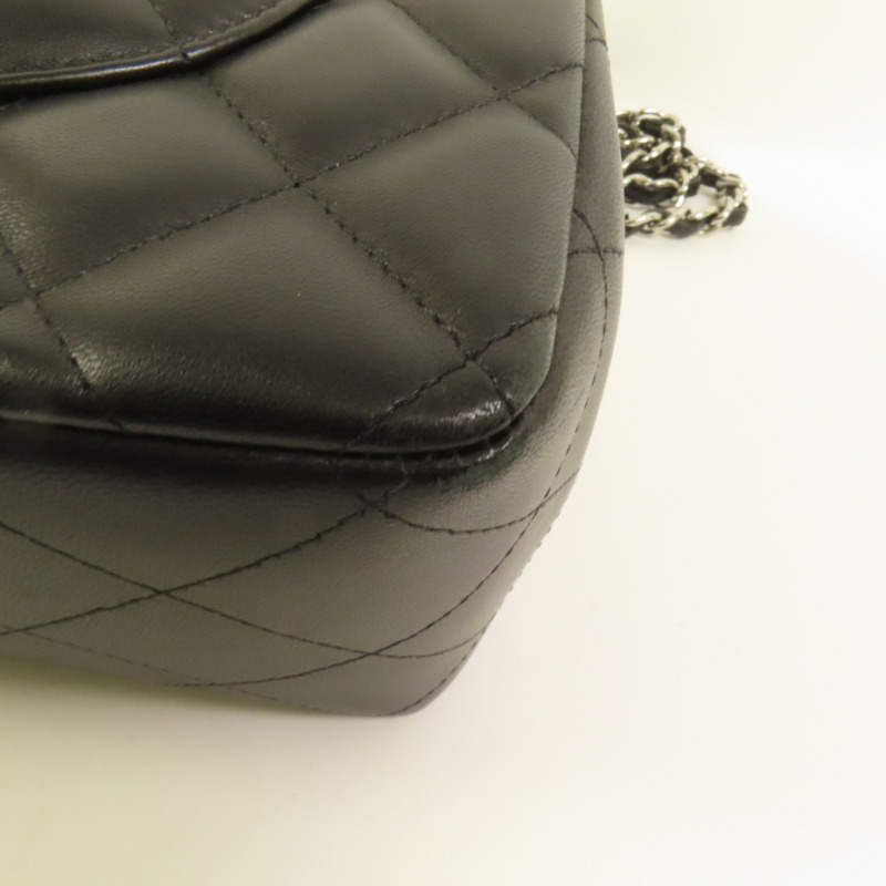 CHANEL 羊皮皮革Large Classic銀扣鏈帶肩背袋-11