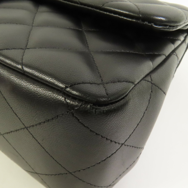 CHANEL 羊皮皮革Large Classic銀扣鏈帶肩背袋-12