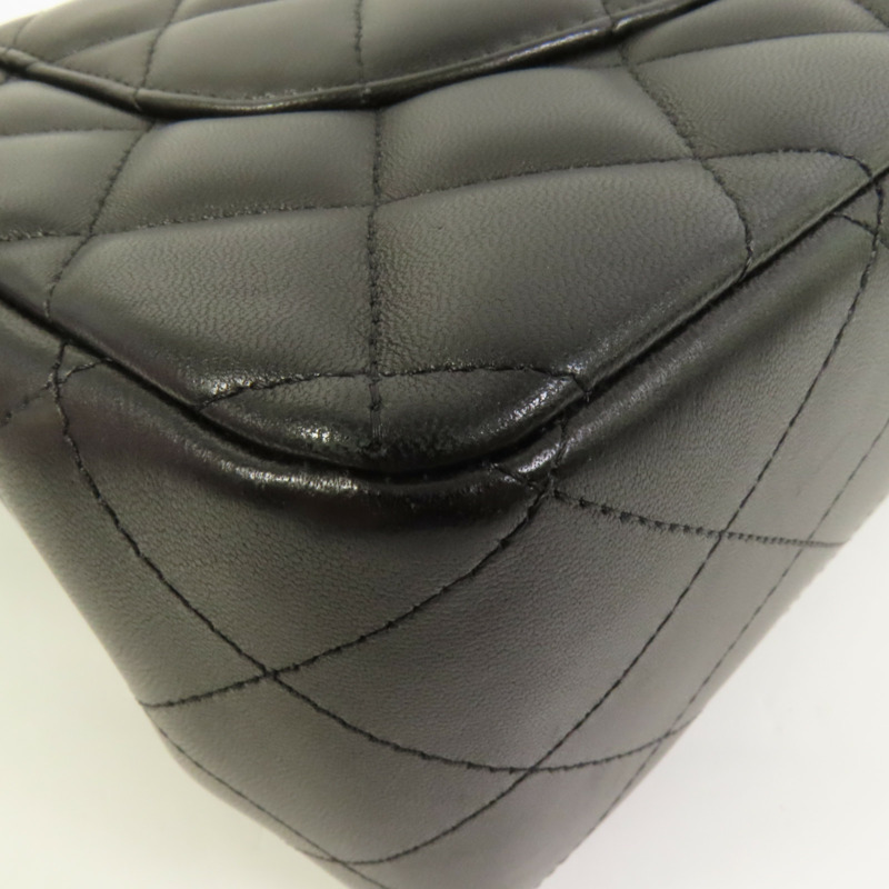 CHANEL 羊皮皮革Large Classic銀扣鏈帶肩背袋-14