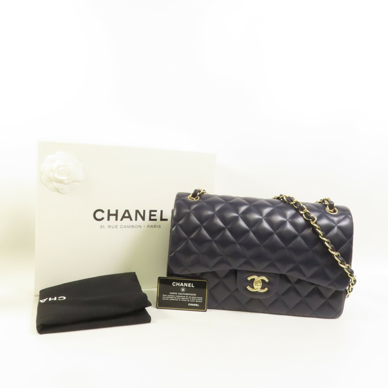 CHANEL 羊皮皮革Large Classic金扣鏈帶肩背袋-10