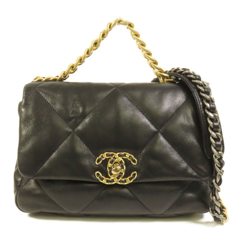 CHANEL 羊皮皮革Chanel 19 Small金扣鏈帶肩背袋