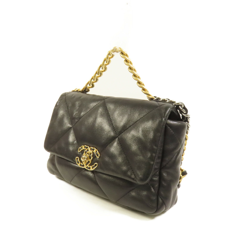 CHANEL 羊皮皮革Chanel 19 Small金扣鏈帶肩背袋-2
