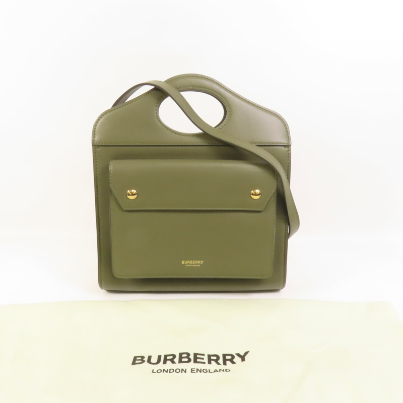 BURBERRY 牛皮皮革Mini Pocket Bag金扣手挽肩背兩用袋-10