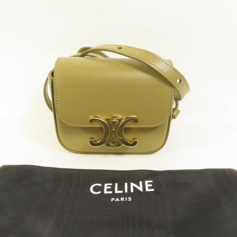 CELINE 牛皮皮革Mini Claude金扣肩背袋-10