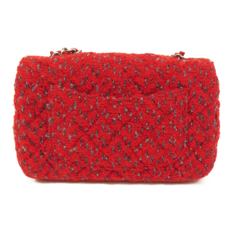CHANEL Tweed Mini Classic 20銀扣鏈帶肩背袋-1