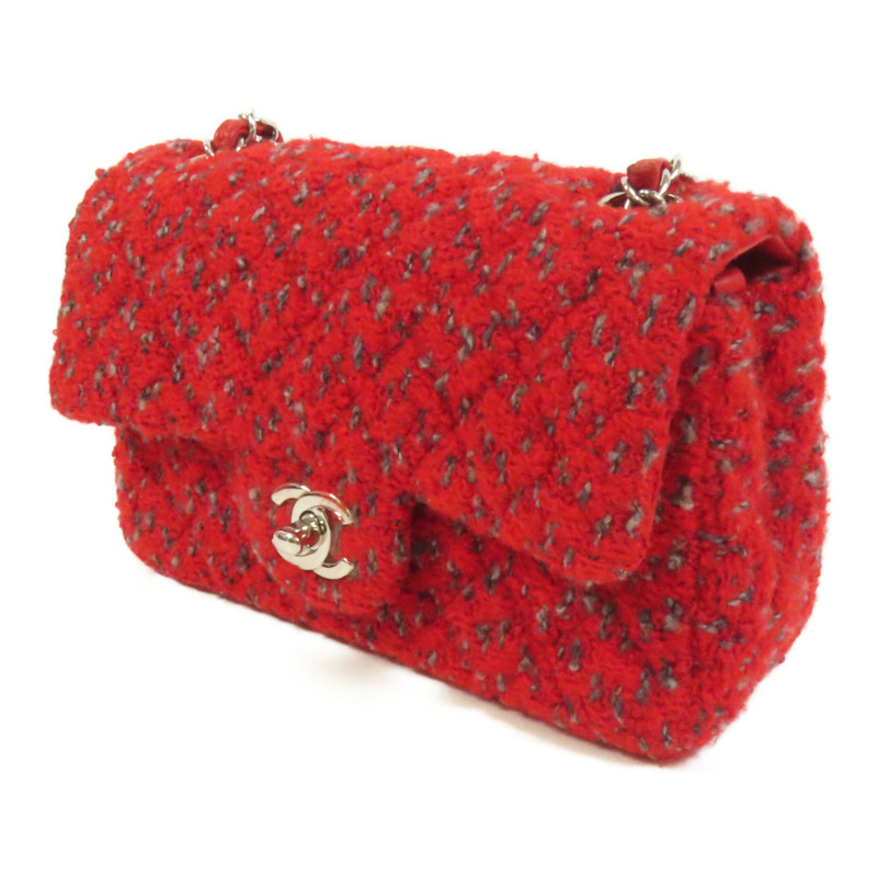 CHANEL Tweed Mini Classic 20銀扣鏈帶肩背袋-2