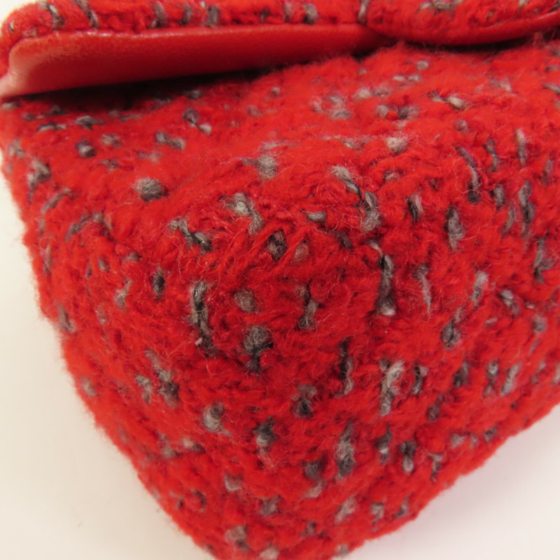 CHANEL Tweed Mini Classic 20銀扣鏈帶肩背袋-9