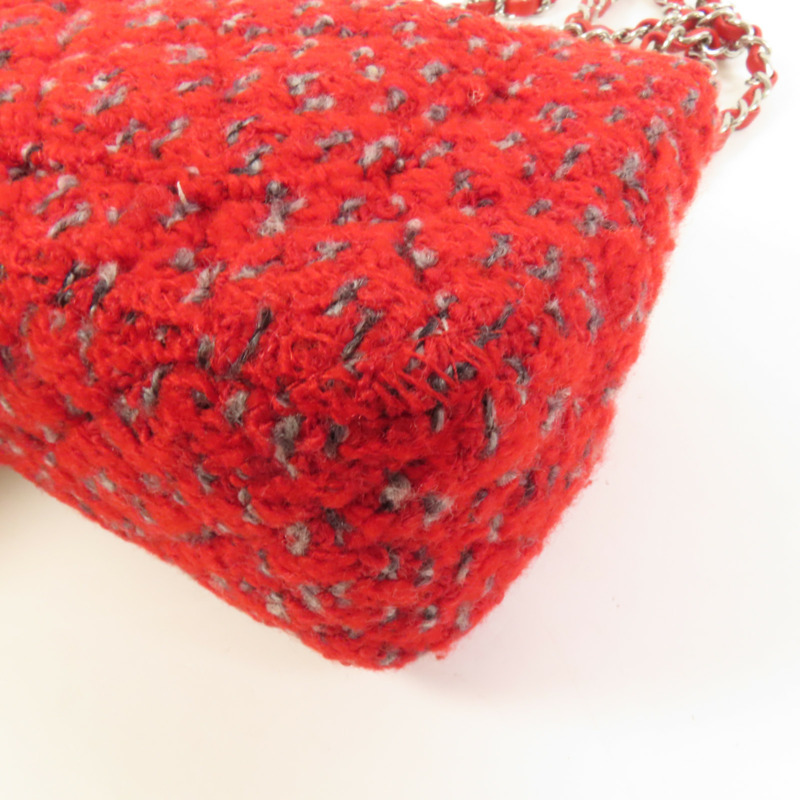 CHANEL Tweed Mini Classic 20銀扣鏈帶肩背袋-11