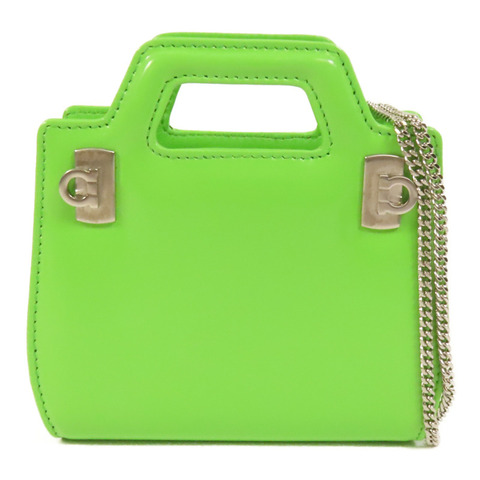 Salvatore Ferragamo 牛皮皮革Mini Chain Bag銀扣手挽肩背兩用袋