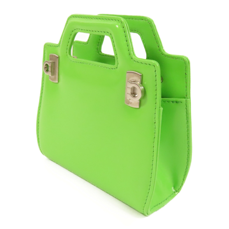 Salvatore Ferragamo 牛皮皮革Mini Chain Bag銀扣手挽肩背兩用袋-2