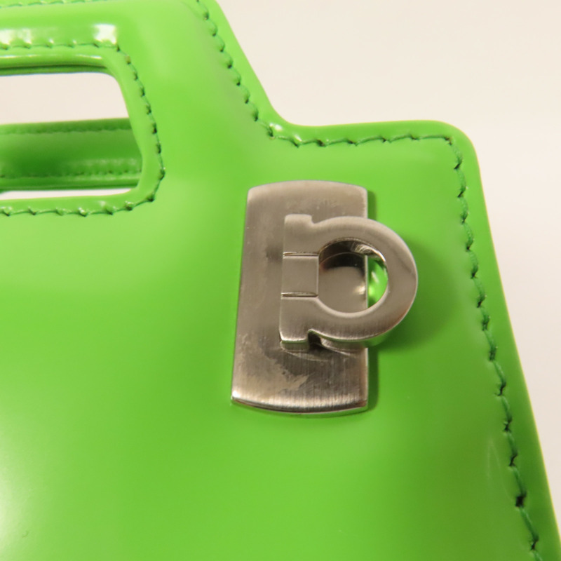 Salvatore Ferragamo 牛皮皮革Mini Chain Bag銀扣手挽肩背兩用袋-6