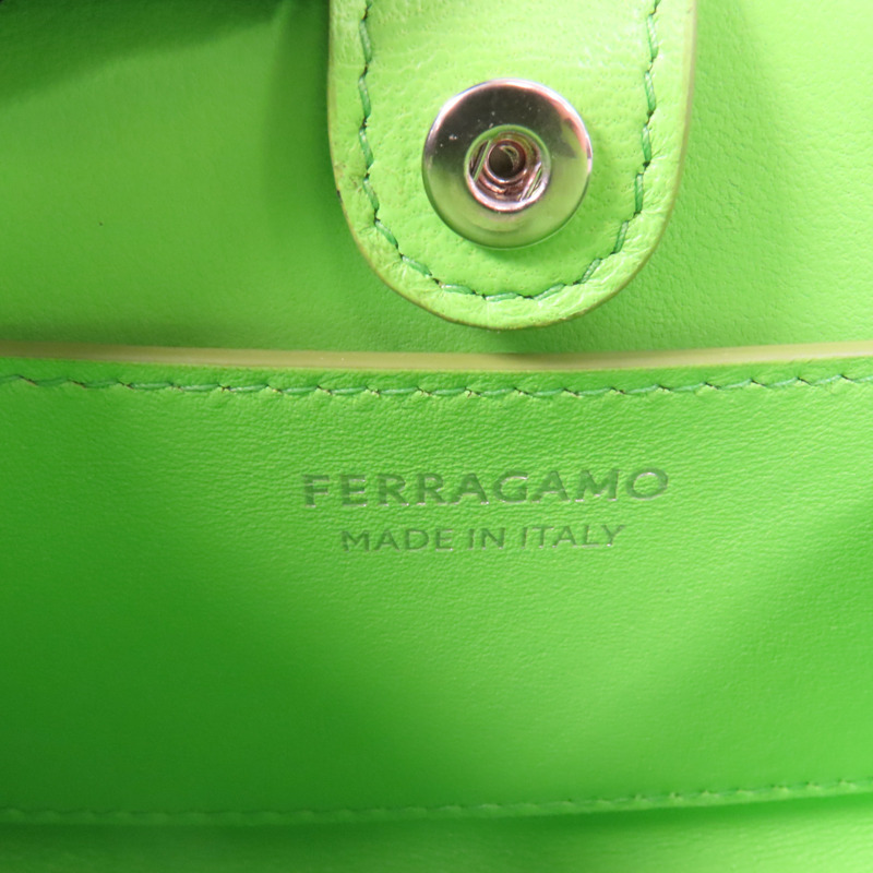 Salvatore Ferragamo 牛皮皮革Mini Chain Bag銀扣手挽肩背兩用袋-7