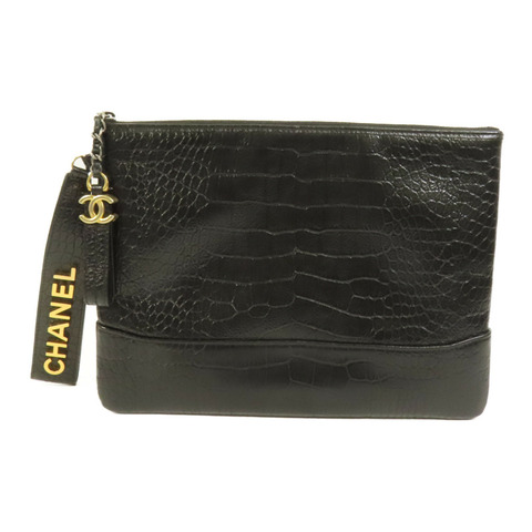 CHANEL 牛皮皮革Pouch金扣手拿包