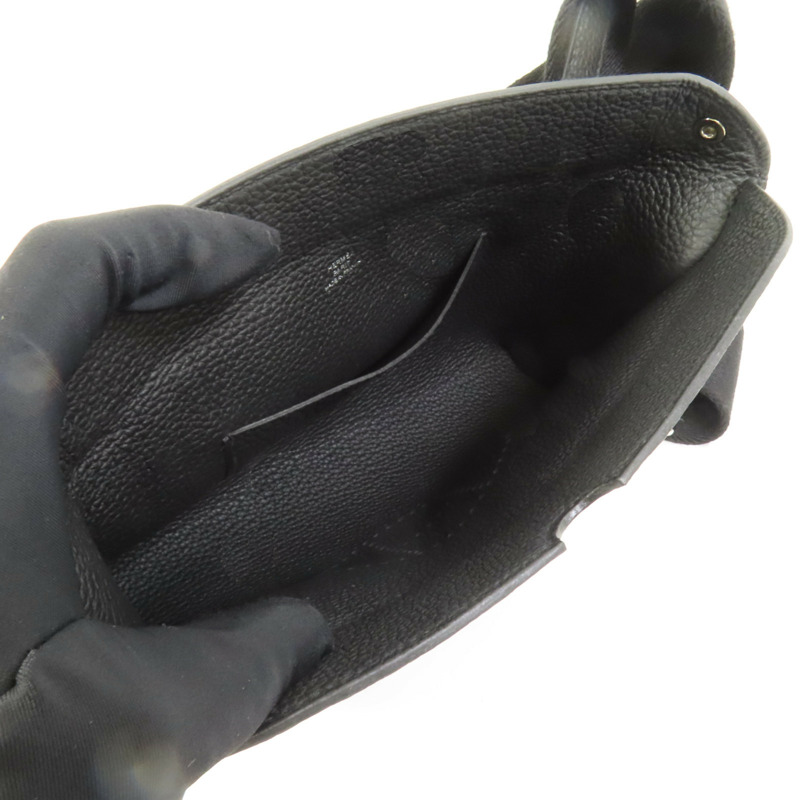 HERMES Togo皮革Videpoches銀扣肩背袋Noir-4