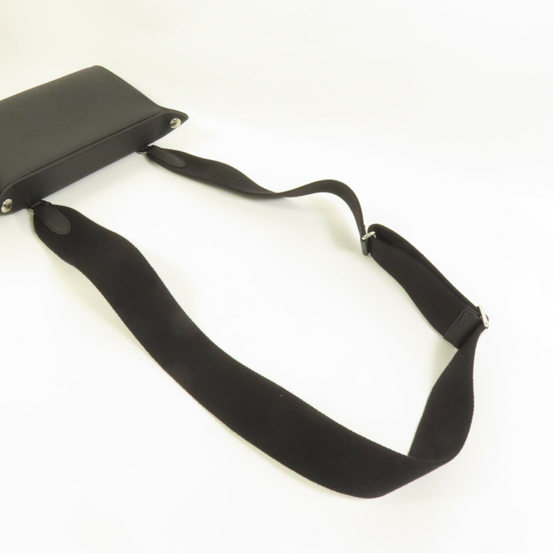 HERMES Togo皮革Videpoches銀扣肩背袋Noir-5