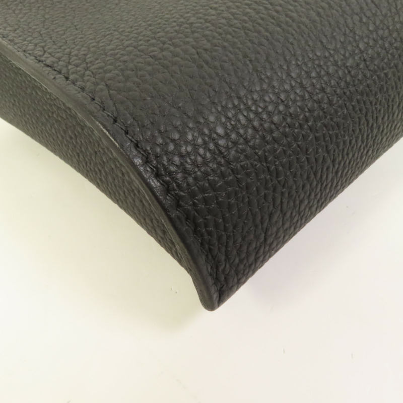 HERMES Togo皮革Videpoches銀扣肩背袋Noir-11