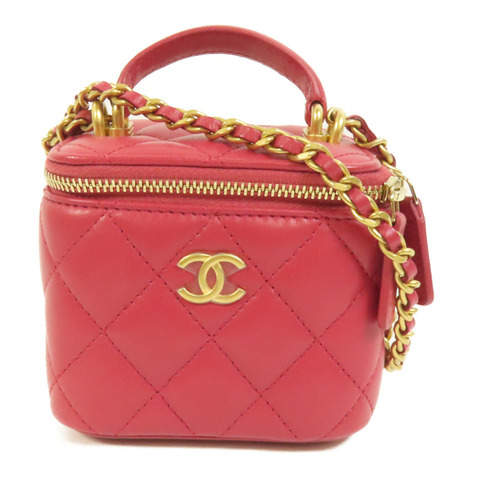 CHANEL 羊皮皮革Mini Top Handle Vanity Case金扣鏈帶肩背袋