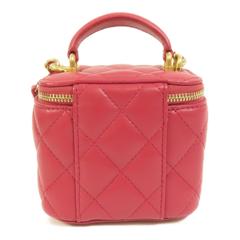 CHANEL 羊皮皮革Mini Top Handle Vanity Case金扣鏈帶肩背袋-1