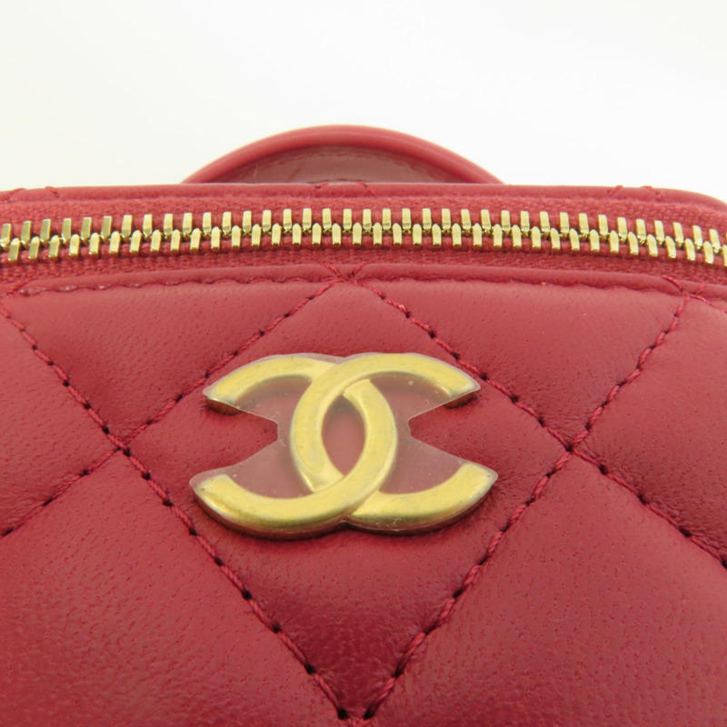 CHANEL 羊皮皮革Mini Top Handle Vanity Case金扣鏈帶肩背袋-5