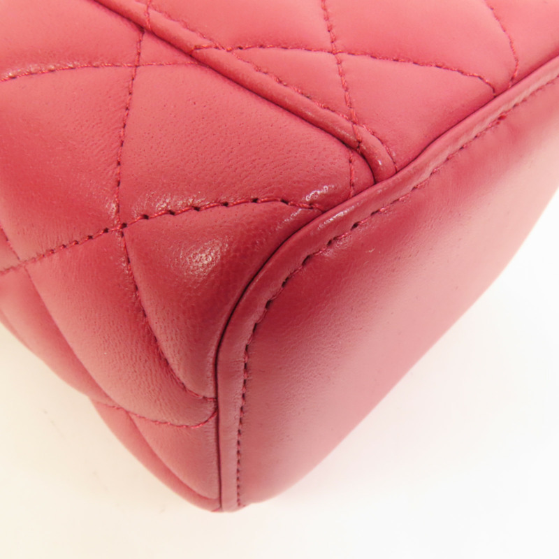 CHANEL 羊皮皮革Mini Top Handle Vanity Case金扣鏈帶肩背袋-10