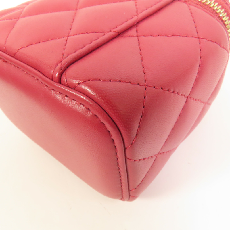 CHANEL 羊皮皮革Mini Top Handle Vanity Case金扣鏈帶肩背袋-11