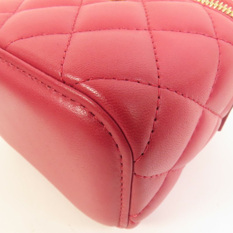 CHANEL 羊皮皮革Mini Top Handle Vanity Case金扣鏈帶肩背袋-12